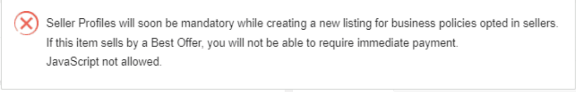 JavaScript not allowed